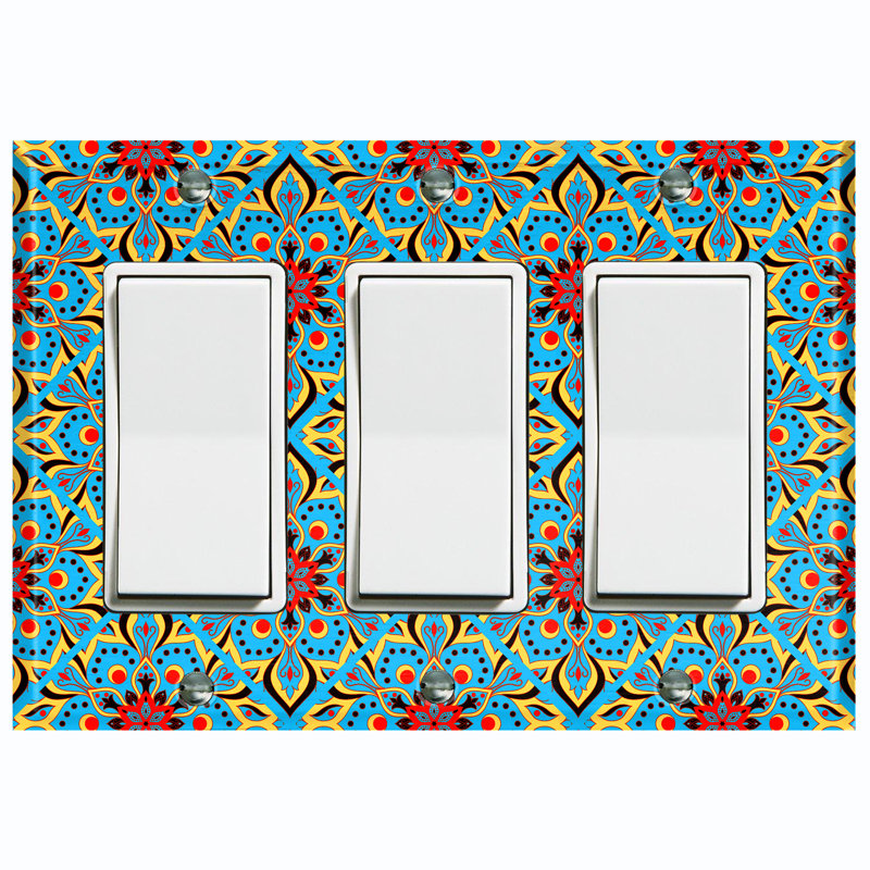 Plaque murale berçante bleue et rouge Mandala