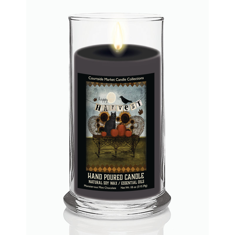 Bougie en verre Happy Harvest 18 oz Status, Halloween, Noir