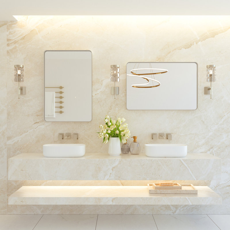 Miroir de salle de bain plombier en aluminium incassable et résistant à la rouille , 24 po x 36 po, Rectangulaire