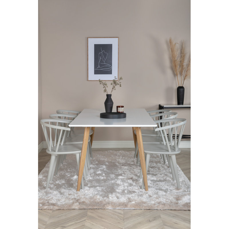 Carney 6 - Person Dining Set, Light Grey, Light Grey