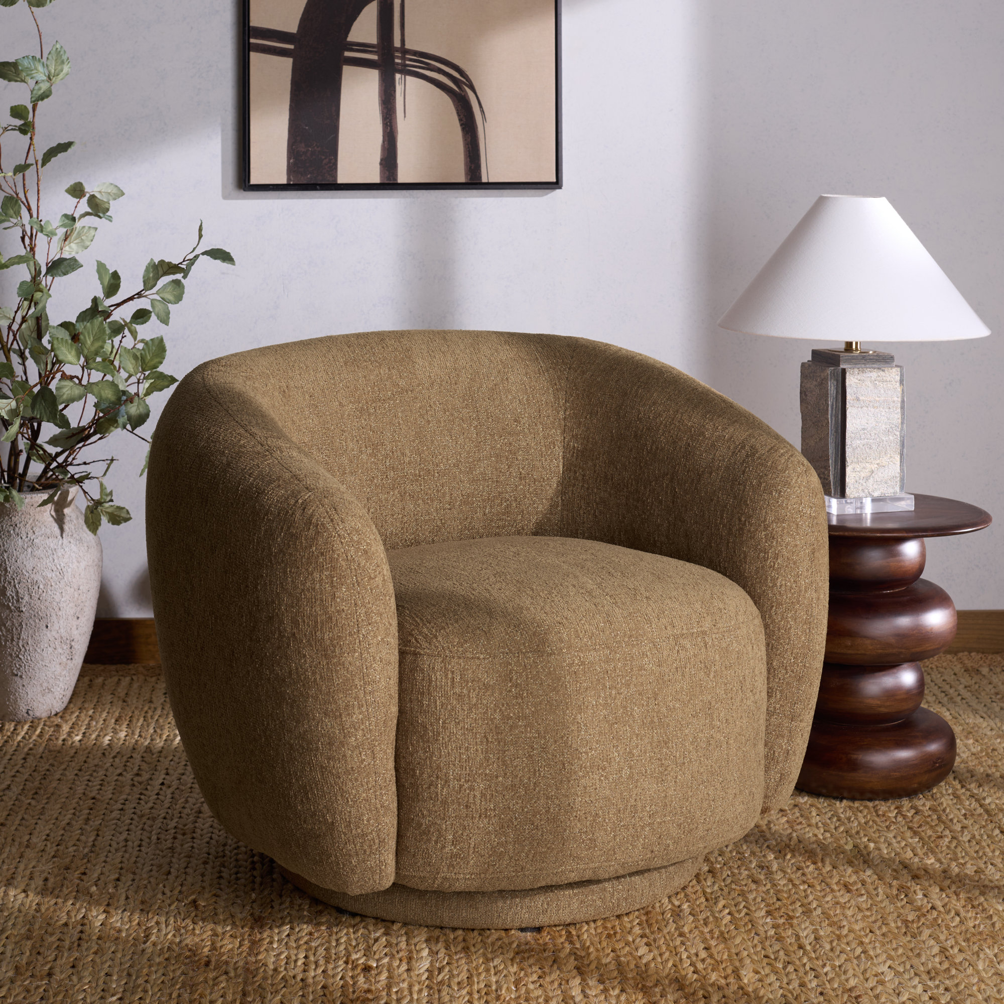 Florentina Swivel Chair, Light Brown