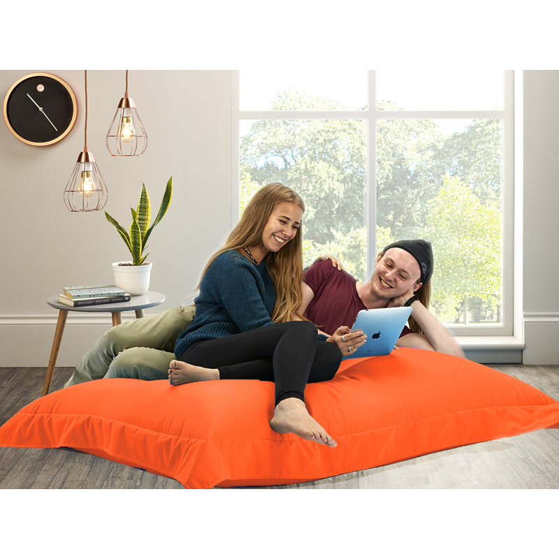Bean Polyester Outdoor Friendly Refillable Bean Bag Chair & Lounger, Orange
