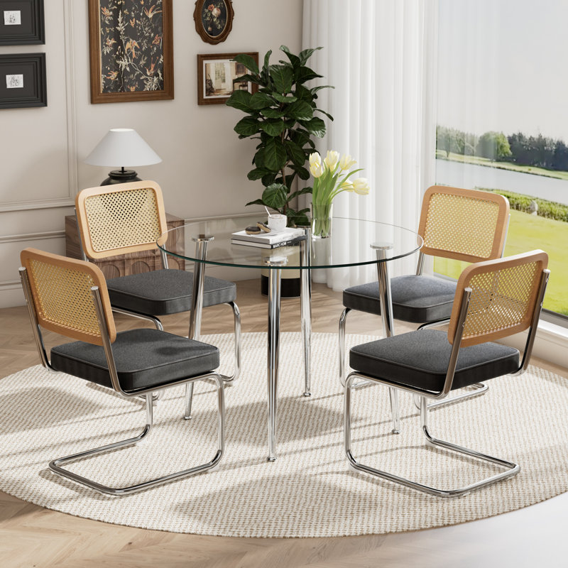 Ensemble de salle à manger 5 pièces, Noir, H 30 po x l 38,6 po x P 38,6 po, 5