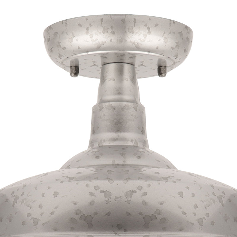 10'' W 1 - Bulb Outdoor Semi Flush Mount, Galvanized