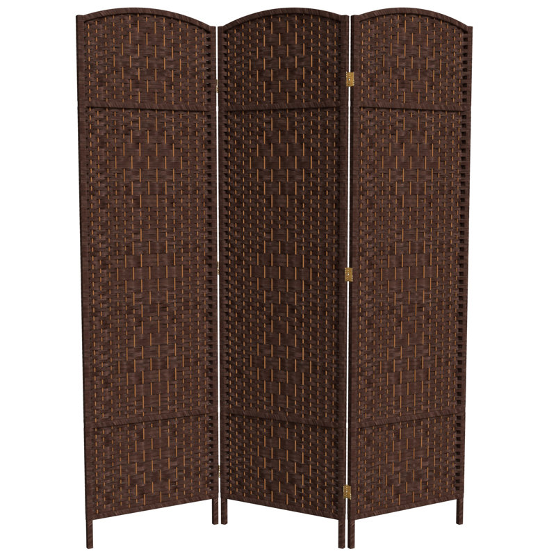 71" Tall Diamond Weave Fiber 6 Panel Room Divider, 4, Natural