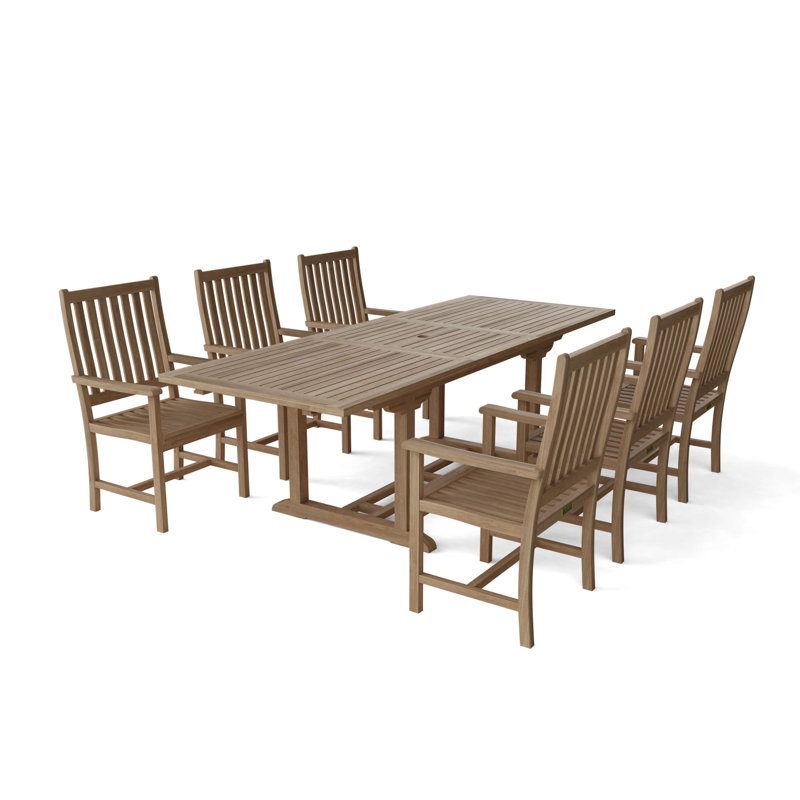 Farnam 6 - Person Teak Wood Patio Dining Set with Extendable Rectangular Table