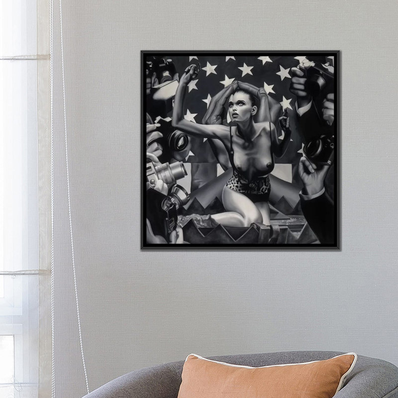 « catch a chutes star », impression sur toile, H 18 po x l 18 po x P 1,5 po, Toile avec cadre noir, Pas de tapis