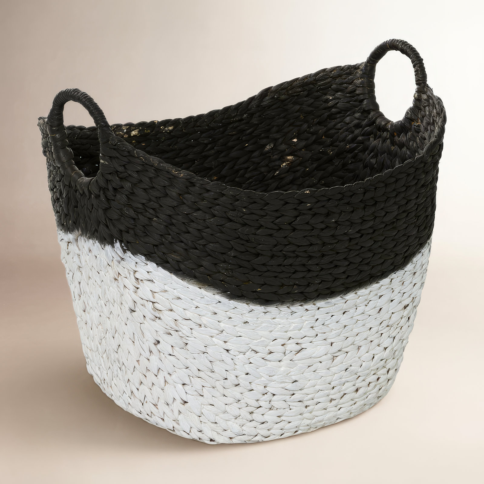 Milnor Handmade Seagrass Storage Bin, 98.94, Black/White