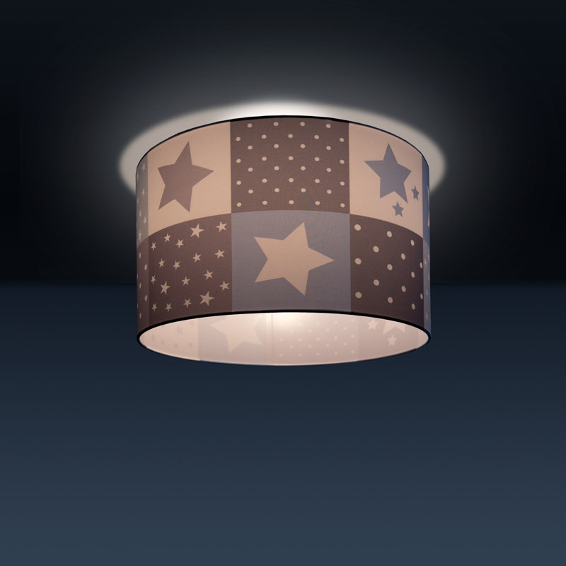 Cauley Fabric Flush Ceiling Light, 24.5cm H x 38cm W x 38cm D, Blue/Green/Grey