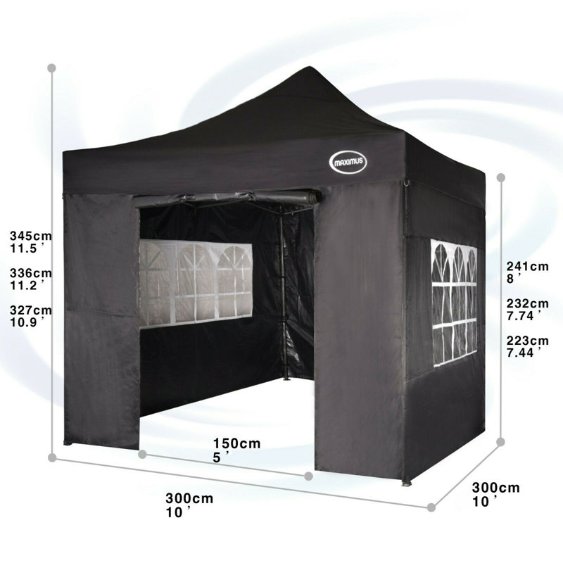 Lawrence 3m x 3m Metal Pop-Up Gazebo, Black