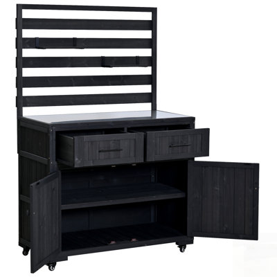 Large Patio Kitchen Island With Stainless Steel Top, 3 Movable Shelves, 2 Drawers, And Assembly Video For Easy Setup