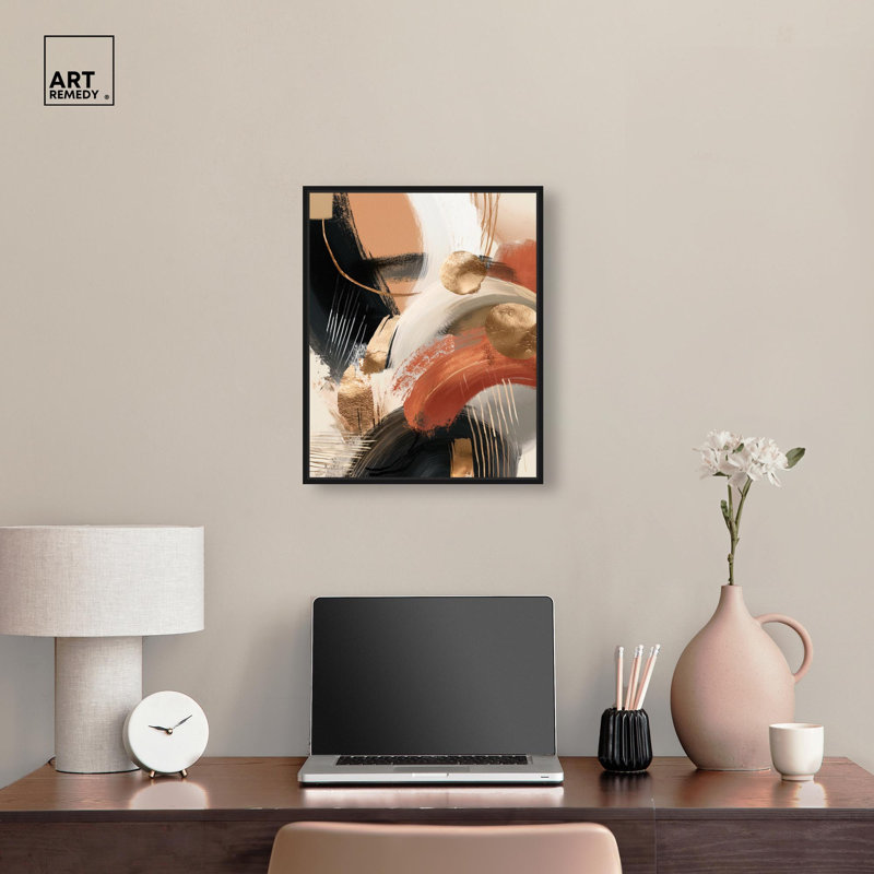 Décoration murale bohème terrestre terreux par balayage Art Bohème II, cadre noir, 16 x 20, H 21 po x l 17 po, Cadre noir