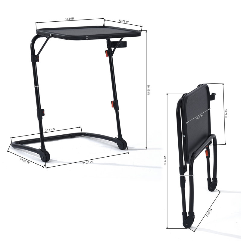 Height & Tilt Adjustable Sofa Console Table Multi-functional Foldable Waterproof Side Table with Cup Holder for Living Room