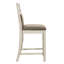 2 chaises à hauteur de comptoir, revêtement gris, base en bois, 2 chaises de cuisine décontractées, structure, style campagnard