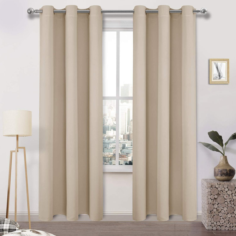 2 Panels Blackout Curtains Thermal Insulated Room Darkening Grommet Window Treatment Solid Block Light Curtain Drapes for Bedroom Living Room