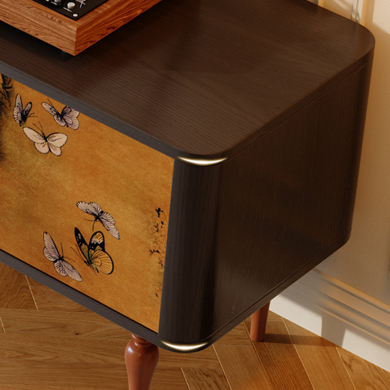 Meuble télé en bois de frêne de style français rétro, H 20,47 po x L 86,61 po x l 15,67 po