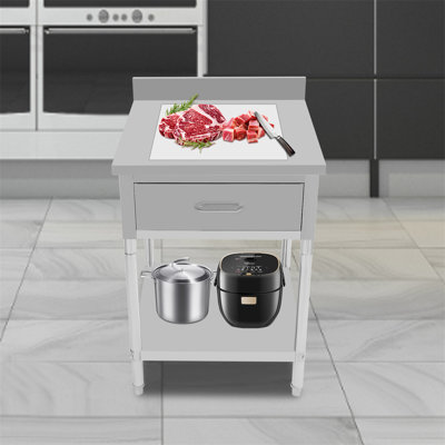 SUNYOU Stainless Steel 24'' L x 24'' W x 37.4'' H Adjustable Work Table