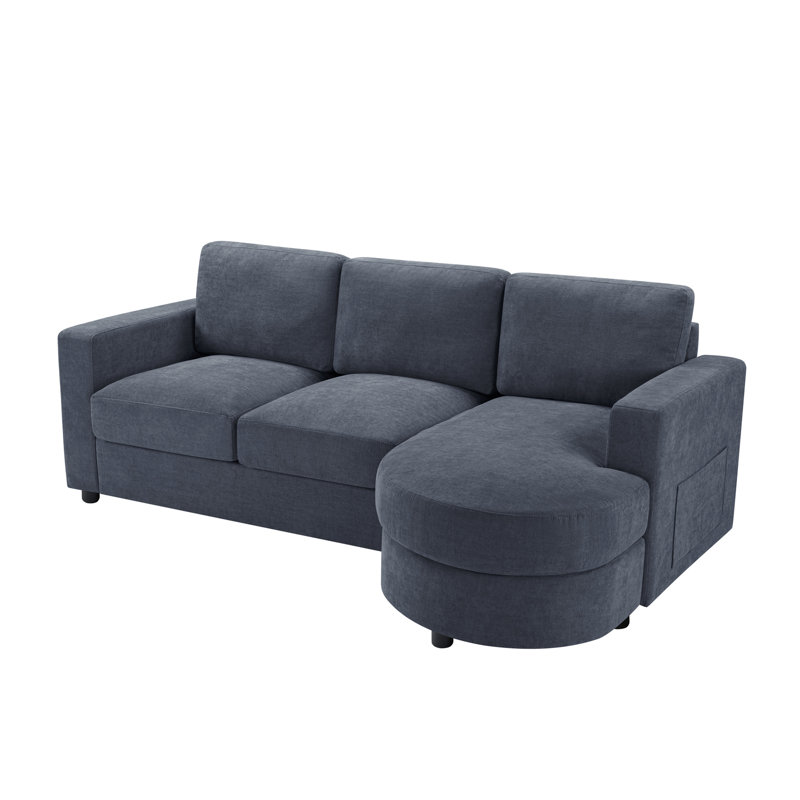 Canapé modulaire en chenille 2 pièces avec ports USB, Chenille bleu