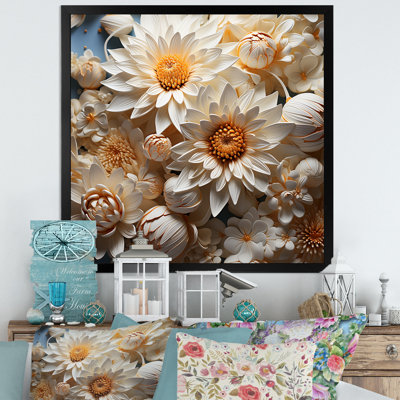 «White and Orange Daisy Efflorescence Waltz» sur toile imprimée