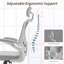 Chaise de bureau ergonomique robuste à haut dossier - Chaises de bureau confortables avec roues pivotantes et accoudoirs rabattables, appui-tête réglable et soutien lombaire pour le dos Capacité de 350 lb-14000720