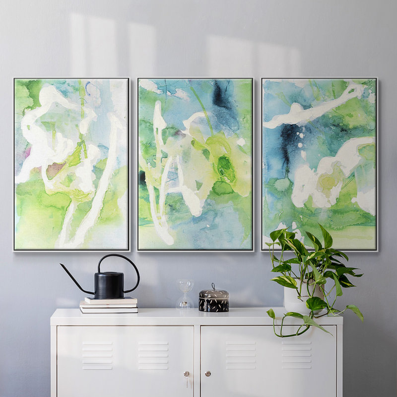 Rising Above I - Ensemble de 3 reproductions encadrées sur toile, H 40 po x l 90 po x P 2 po, Blanc