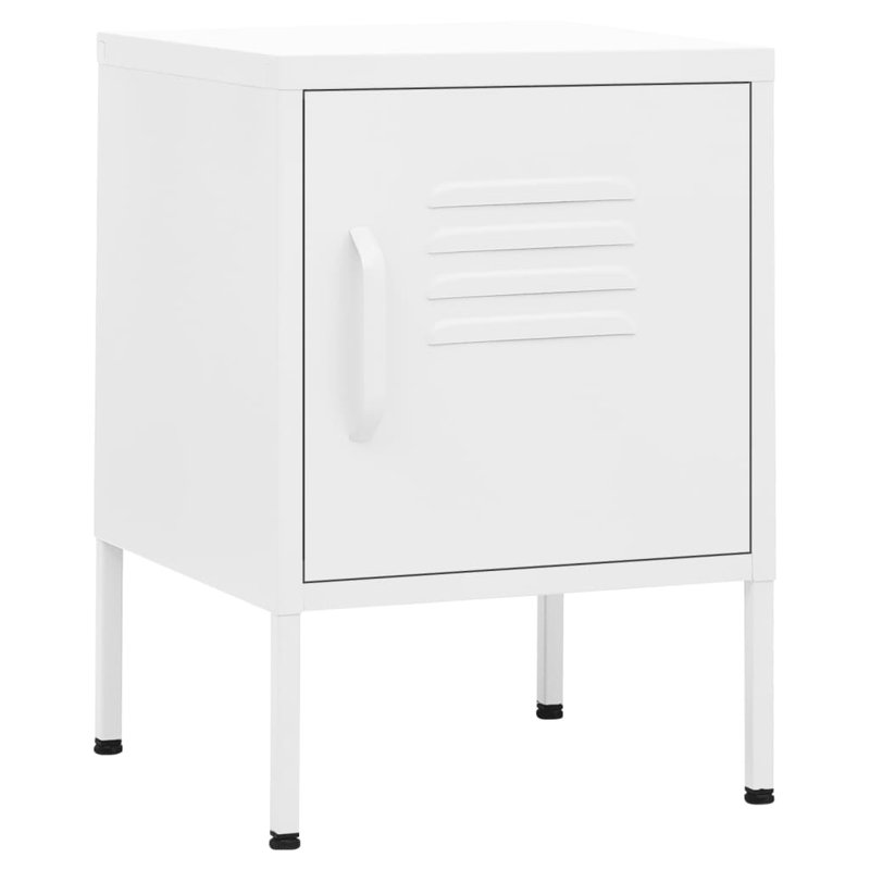 vidaXL Nightstand Steel, 13.8 x 13.8 x 20.1 , White, Set of 2