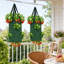 Boîte à fleurs suspendue en pots de 6 gallons avec 6 trous de plantation et 8 crochets en métal pour herbes fraises et tomates, vert