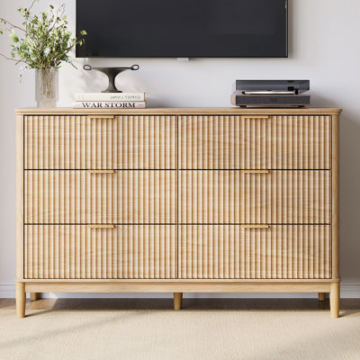 Soren Fluted 6-Drawer Dresser with Solid Wood Legs