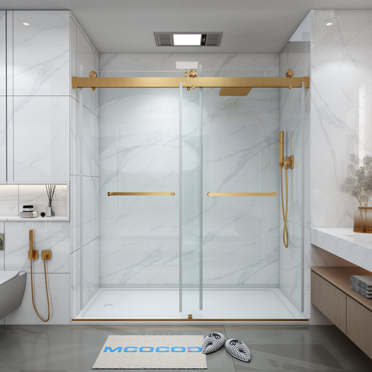 Opal Mirage MCOCOD 70-76.75"W x 76"H Double Sliding Frameless Soft Close Shower Door with 3/8"(10mm)Clear Glass