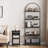 5-Tier Tall Bookshelf with Arched Top, Metal Frame & Wood Finish, Farmhouse Industrial Display Rack-134507487