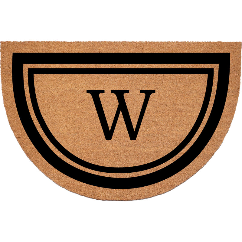 Half Circle Black Border 24 x 36 Monogram Doormat, W