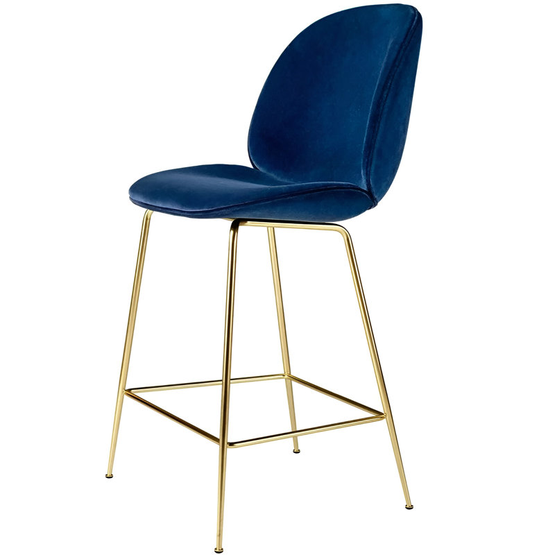 Lotus Gold Stool With Slim Seat, Blue