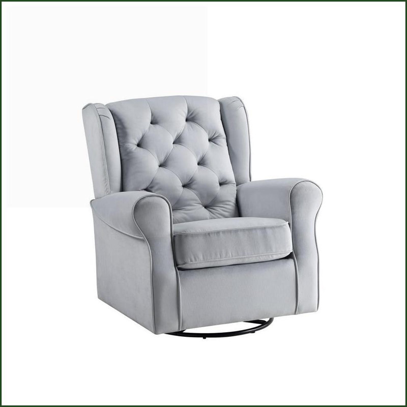 Fauteuil oscillant avec pivot, revêtement en tissu gris | Zeger