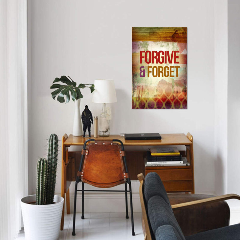 « unout & oublier », art textuel sur toile, H 60 po x l 40po x P 1,5 po, Pas de tapis, Toile tendue