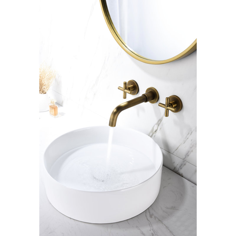 Bronze Wall Mounted Bathroom Sink - Construction, Electroplated Finish, Enhances Appeal Tap In Design Solid Brass, Drip- Operation