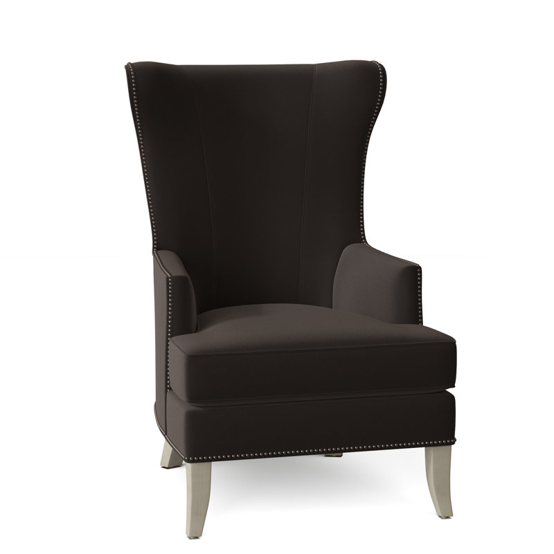 Andrew Wingback Chair, 9953 Midnight 100% Polyester, Pewter, Tobacco