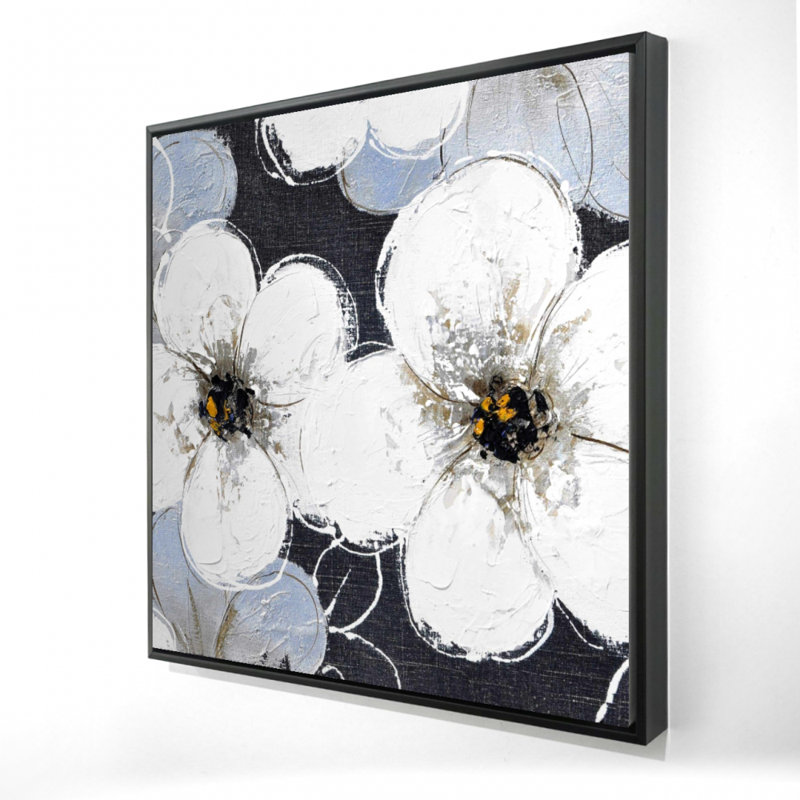 " White Flowers With Leaves Outlines "
