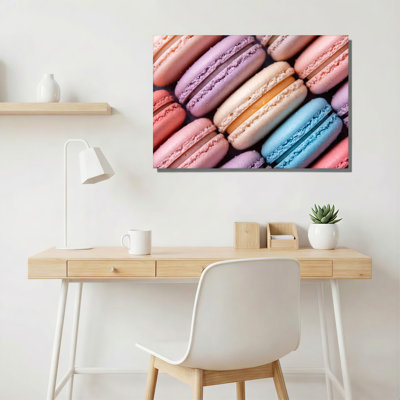 Art mural sur toile assorti, "Macarons pastels disposés en diagonale"