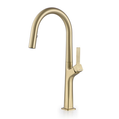 Robinet de cuisine 17,71 "avec douchette extractible, robinet d'évier de cuisine à poignée simple en laiton