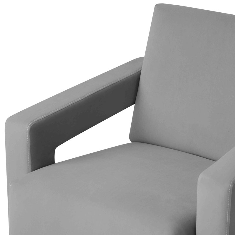 Méridienne large en velours 28,94 po Fleischer, Gris