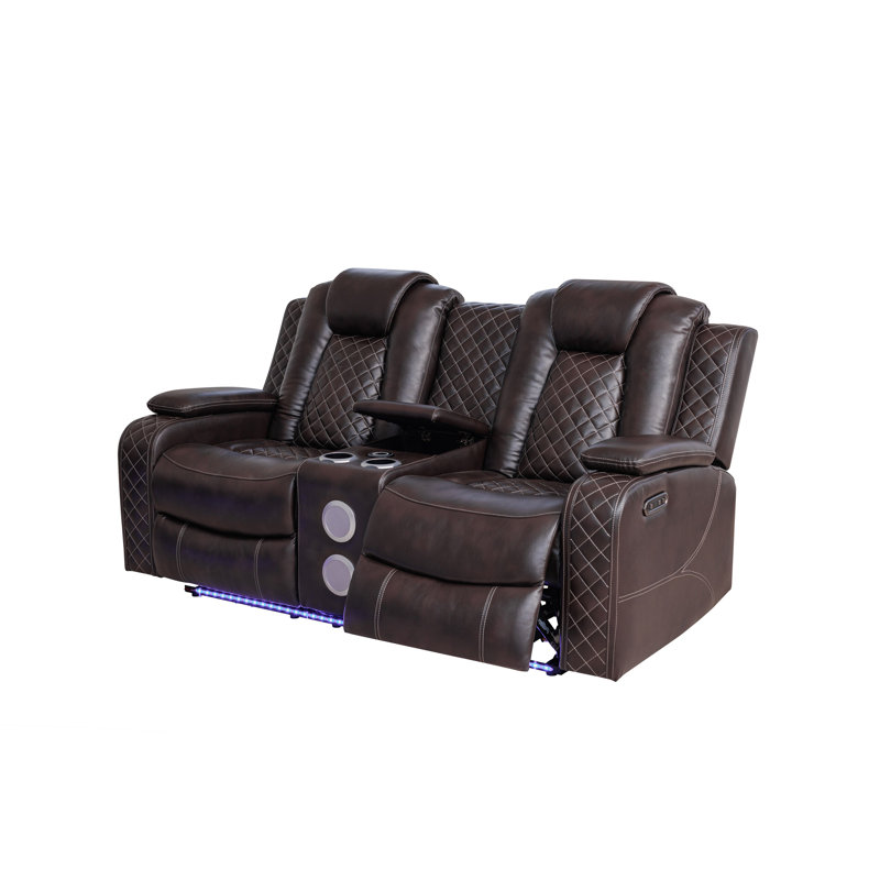 Codrina 2-Piece Power Reclining Living Room Set With Bluetooth Speakers, Wireless Charging & LED Lighting, Brown