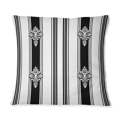Motif de rayures noires et blanches I - Coussin décoratif moderne
