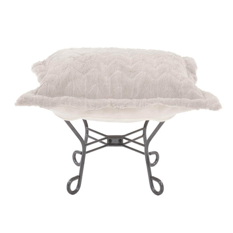 Repose-pieds Scroll Puff Angora, Beige