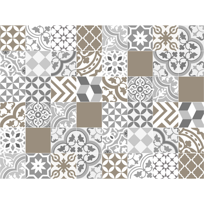 Genevieve Vinyl Machine Printed Area Rug, Rectangle 3'3.4" x 4'4.4"