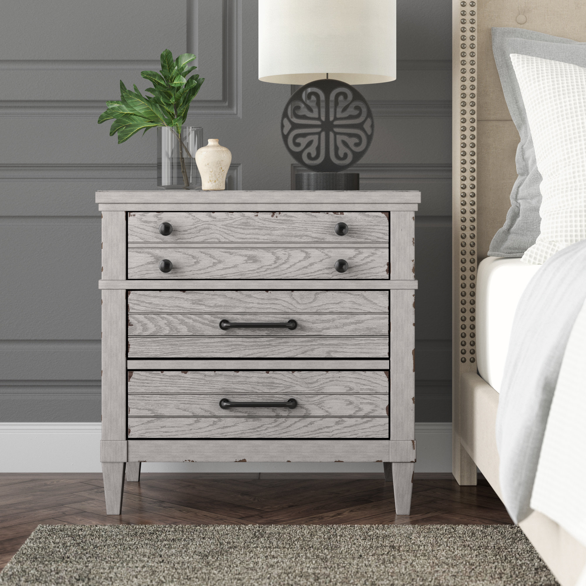 Weathered grey deals nightstand