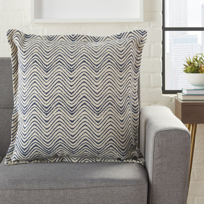 Arielle Square Pillow Cover & Insert, Indigo Chevron, 20'' H x 20'' W