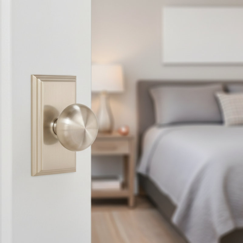 Bouton de porte de passage Impresa, Nickel satiné