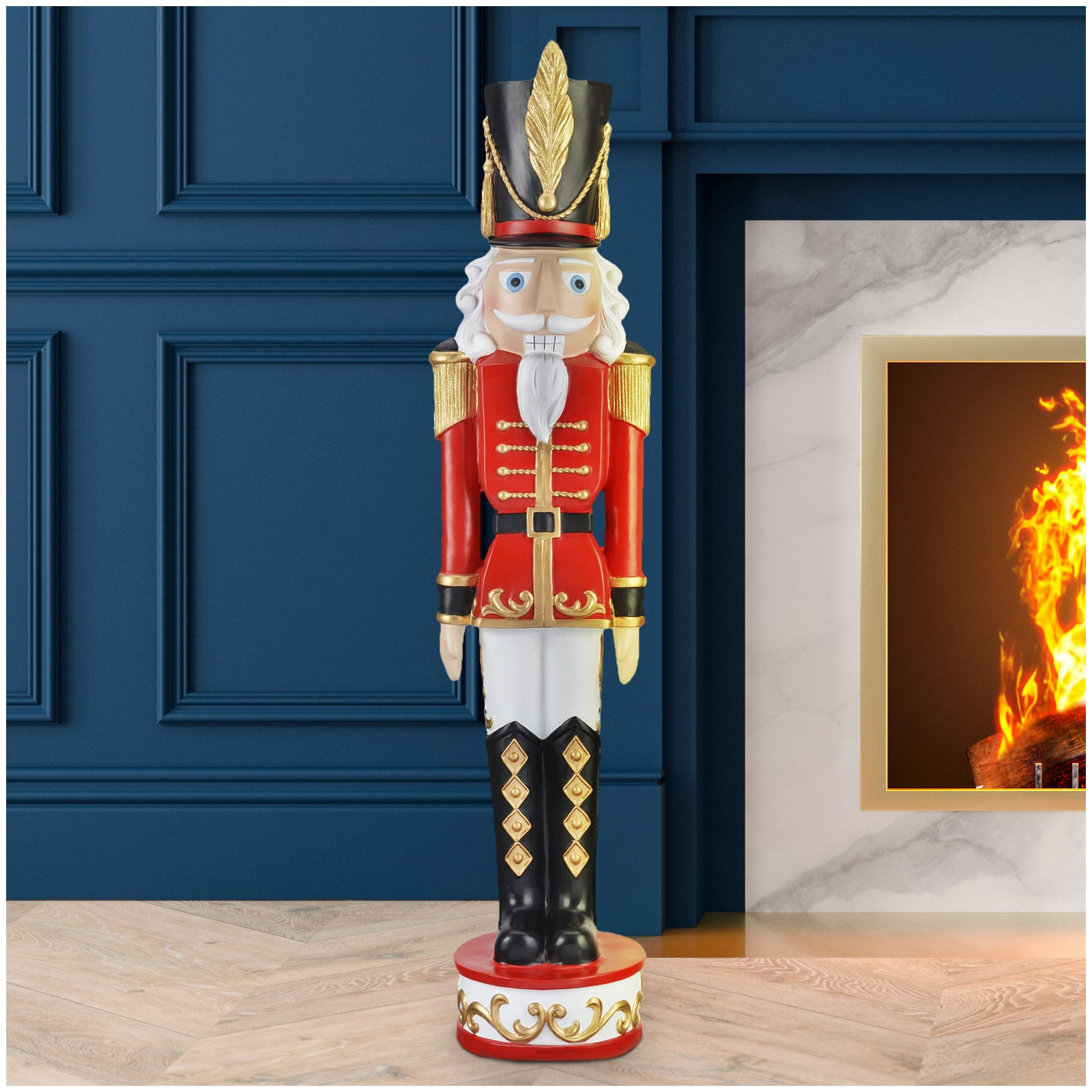 Christmas Nutcracker, White Red, 37.5" H x 9" W x 7.5" D