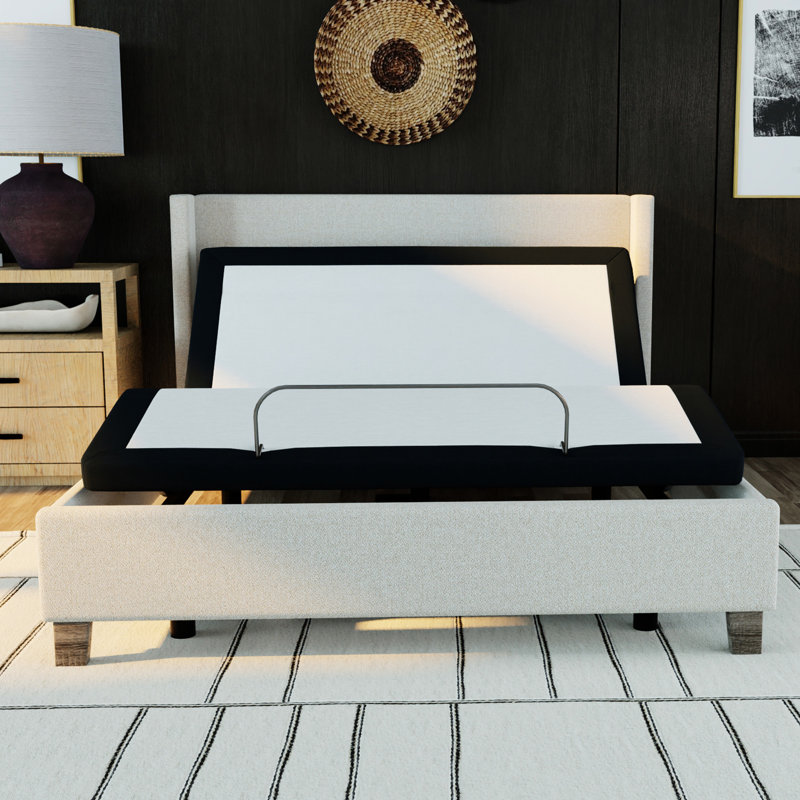 Queen Size Adjustable Base With Zero And Reliable Metal Construction - Head Foot Articulations, Memory Buttons, Wireless Remote, Grey Resting Platform