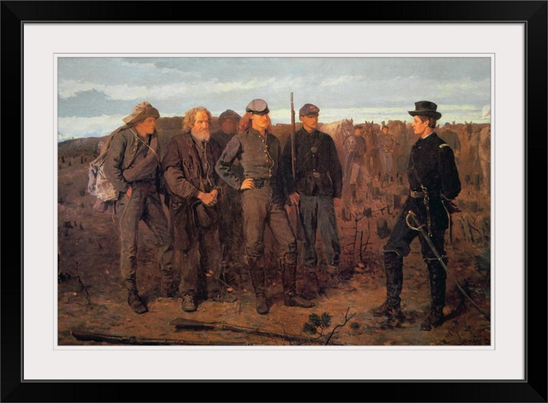«Prisoners from the Front, 1866» par Winslow Homer, reproduction d'art, H 24 po x l 32 po x P 1 po, Cadre noir